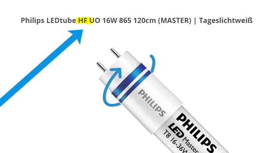 Elektronisches Vorschaltgerät HF als Abkürzung für ein elektronisches Vorschaltgerät im Titel einer LED-Röhre